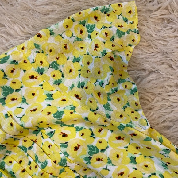 XSP loft floral print dress with side ties green yellow and white - like new - Picture 7 of 9